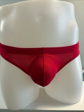 Men's Red Swim Briefs with Contour Pouch